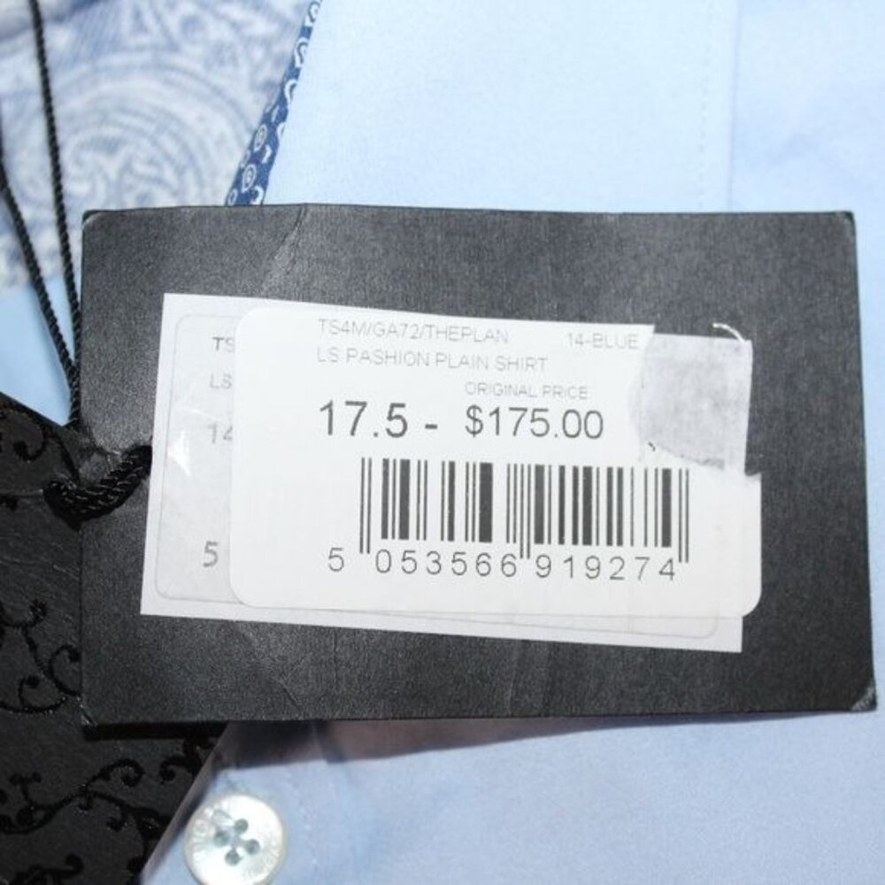 NWT Ted Baker London 17.5 Blue French Cuff Paisley Collar Office Dress Shirt - Picture 8 of 8